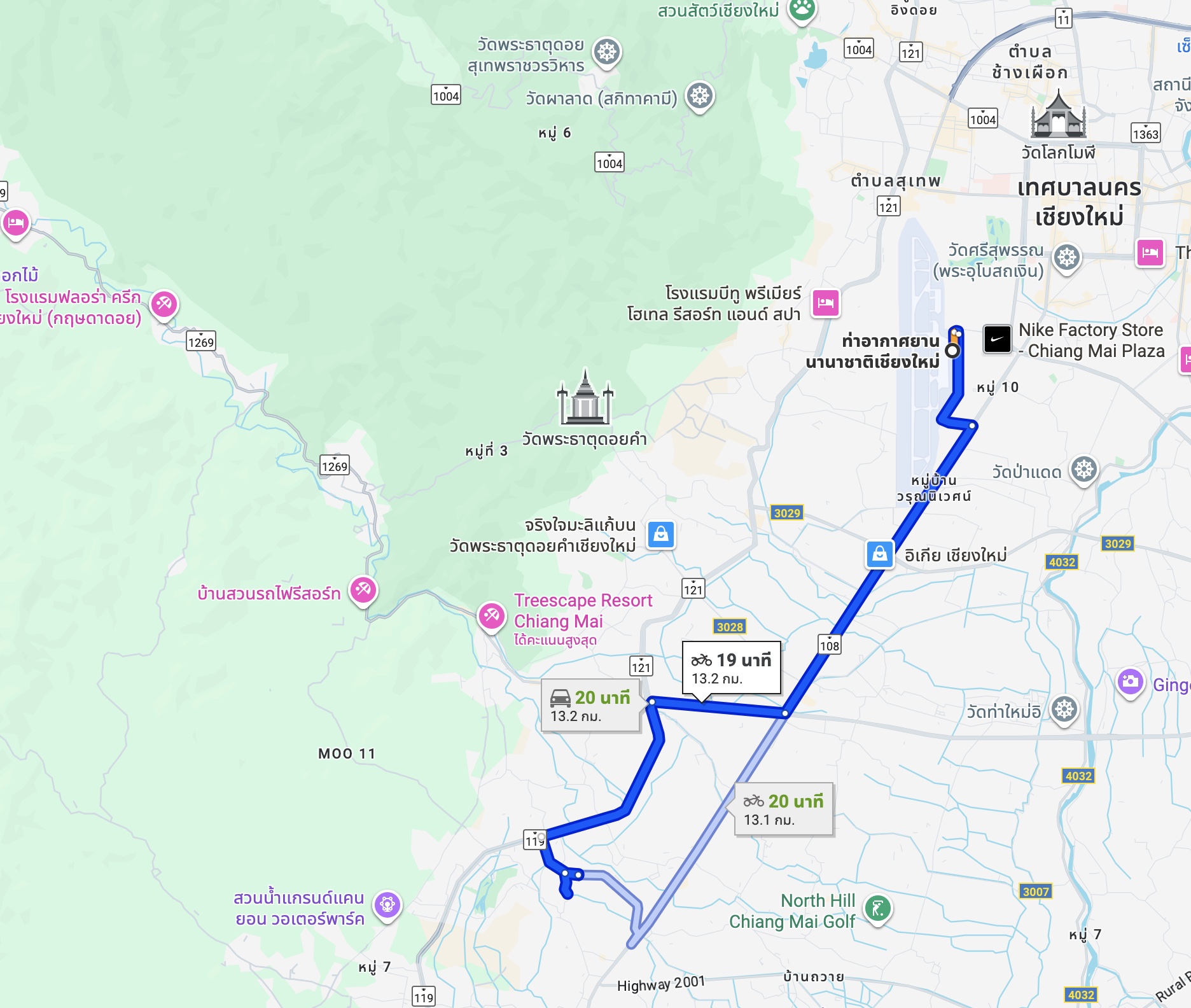 Map to Baanrainaifun in Chiang Mai
